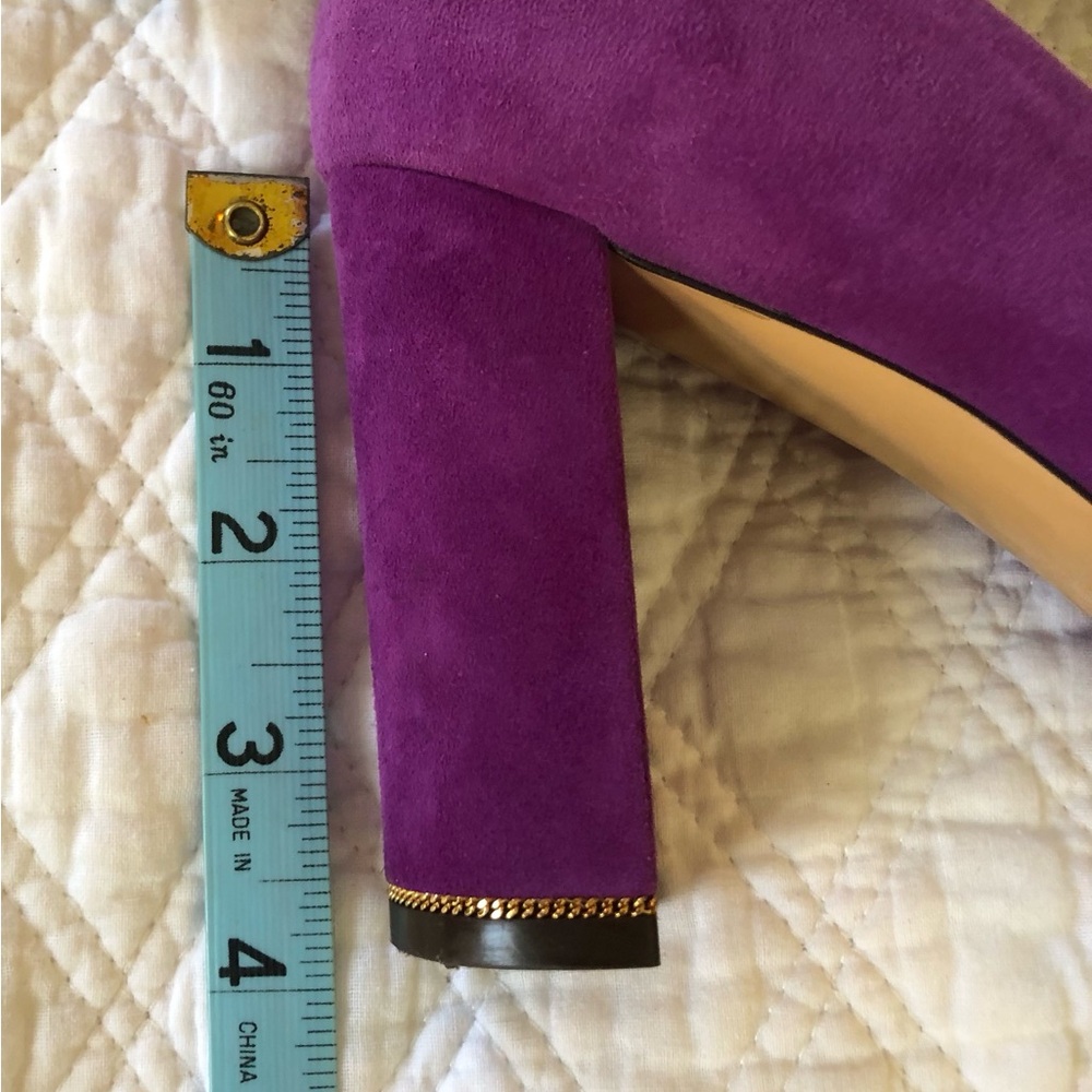 Salvatore Ferragamo Purple Heels with Gold Accents EUC - Picture 10 of 16